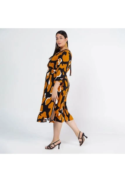 VESTIDO TALLAS GRANDES MIDI ESTAMPADO ADRISSA - Imagen 4