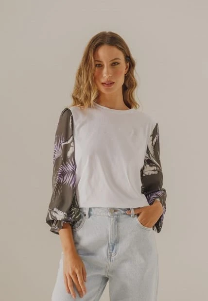 Camiseta Manga Larga Blanco-Verde-Violeta Arkitect Éxito