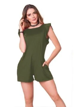 Enterizo Corto Juvenil Femenino Verde Militar Atypical