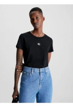 Camiseta De Corte Slim Con Logo Negro Calvin Klein
