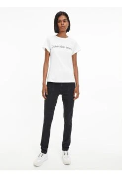 Camiseta De Corte Slim Y Logo Blanco Calvin Klein