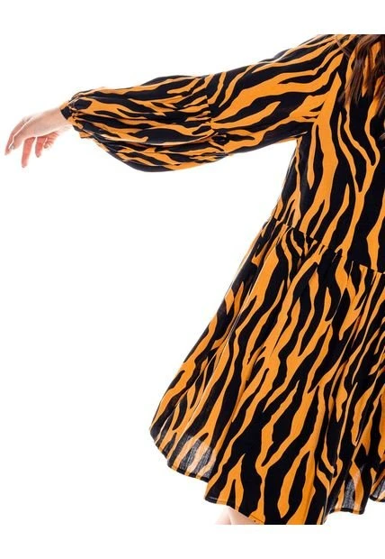 Vestido Corto Manga Larga Estampado Cebra Color Blue - Imagen 4