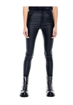 Pantalón High Waist Skinny Fit Efecto Cuero Color Blue