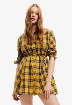 Vestido Mostaza-Azul Navy Desigual Femenino