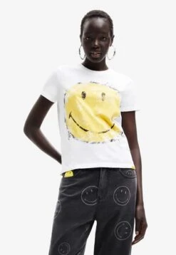 Camiseta Blanco-Amarillo-Negro Desigual