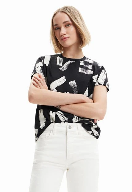 Camiseta Negro-Beige Desigual Arty