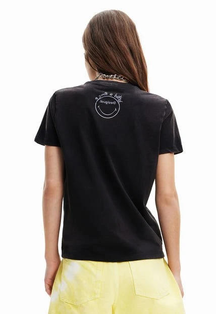 Camiseta Negro-Amarillo-Gris Desigual Smiley - Imagen 4