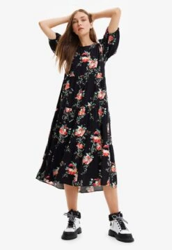 Vestido Negro-Naranja-Verde Desigual