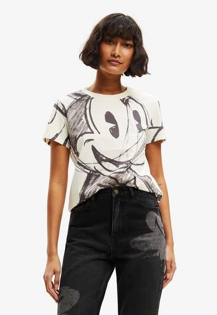 Camiseta Marfil-Negro Desigual