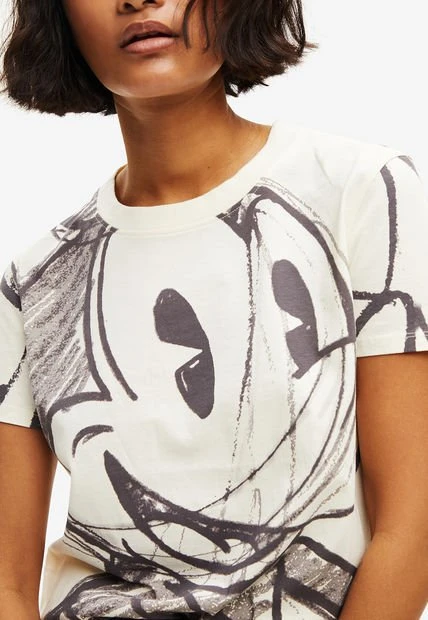 Camiseta Marfil-Negro Desigual - Imagen 4