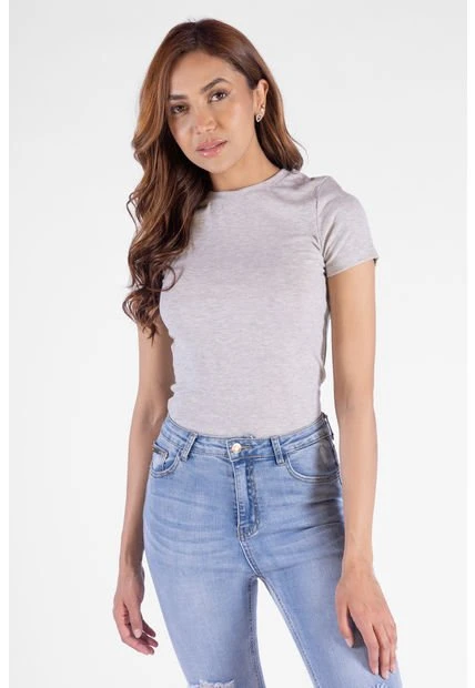 Camiseta Basic Gris Para Mujer