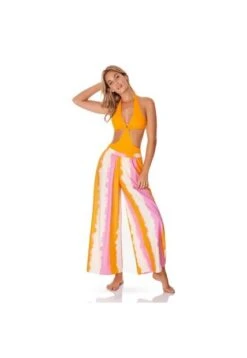 Pantalon Ancho Para Mujer Multicolor Fiory P135