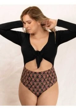 Traje De Baño Entero Manga Larga Haby Negro