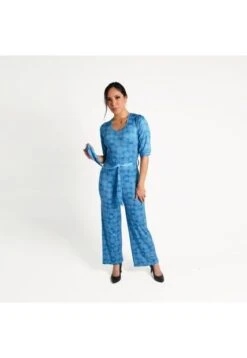 Enterizo Para Mujer Manga 3/4 Azul Marca L&H