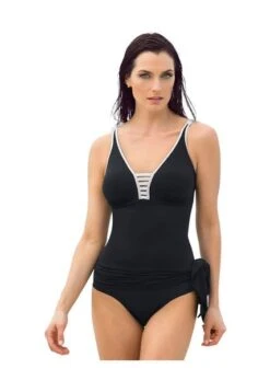 Vestido De Baño Entero Con Falda Multiusos Y Control De Abdomen - Swimwear Negro Leonisa