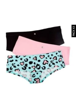 Pantie X3 Negro-Animal Print-Rosa Lili Pink Femenino