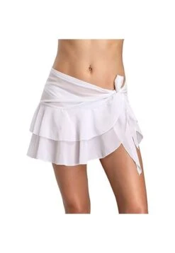 Pareo Falda Salida De Baño Blanca Para La Playa Y El Verano