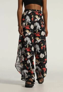 Pantalón Negro-Multicolor Mattelsa Harem