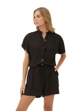 Enterizo Corto Negro Para Mujer Hazel Mercedes Campuzano