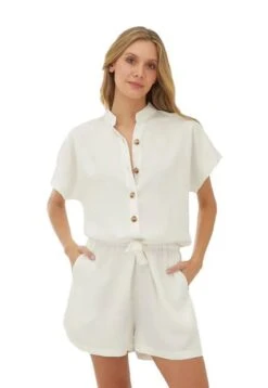 Enterizo Corto Marfil Para Mujer Hazel Mercedes Campuzano