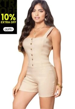 Overall Corto Para Mujer Caqui Mp