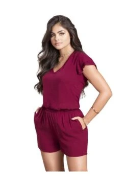 Enterizo Corto Para Mujer Vinotinto Mp