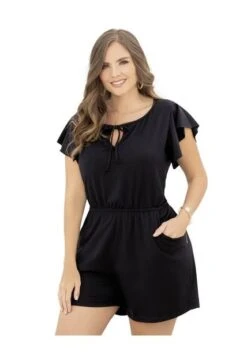 Enterizo Corto Para Mujer Negro Mp