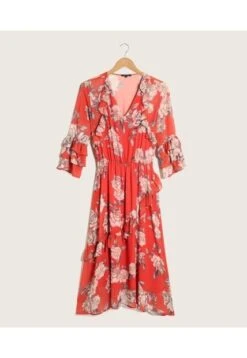 Vestido Mujer M 3/4 Patprimo Rojo Poliéster