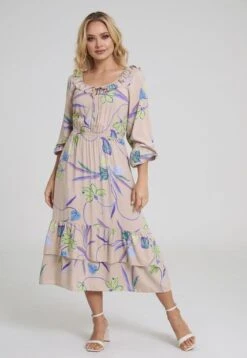 Vestido Midi Nabila Beige Ragged Pf31511120