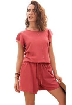 Enterizo Corto Para Mujer Granate Rutta