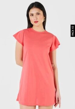 Vestido X2 Coral-Verde Menta Rutta