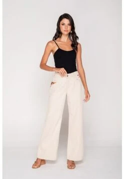 Pantalón Mom Fin Con Bordado Marfil XL