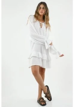 Vestido Corto Manga Larga Para Mujer