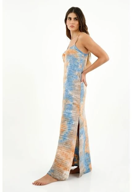 Vestido Midi Estampado Tie Dye Naranja Para Mujer - Imagen 2