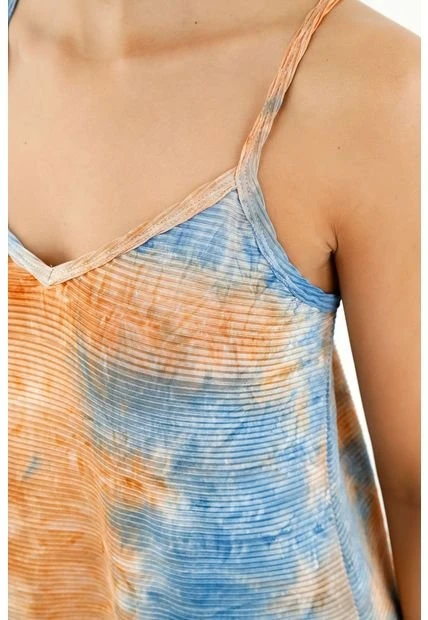 Vestido Midi Estampado Tie Dye Naranja Para Mujer - Imagen 3