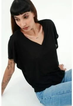 Camiseta Manga Corta Negra Para Mujer