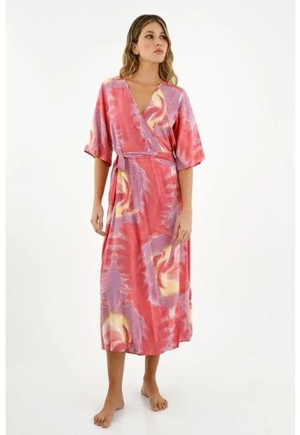 Vestido Rosado Estampado Para Mujer - Imagen 3